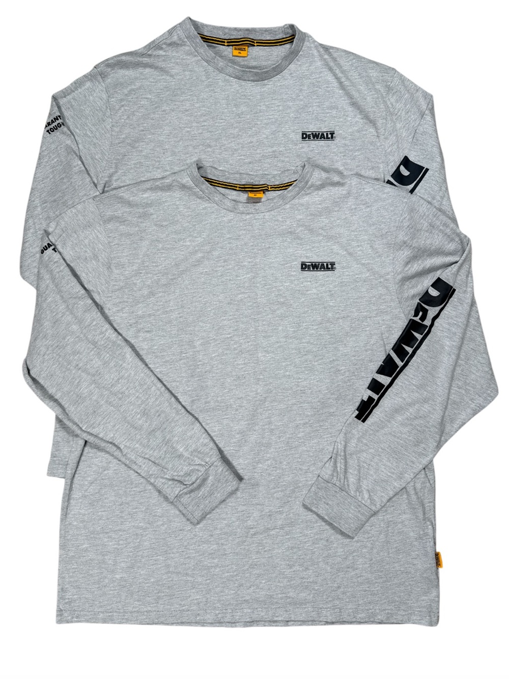 DeWalt Gray Long Sleeve T-Shirts Men’s XL Workwear Logo Tees lot of 2